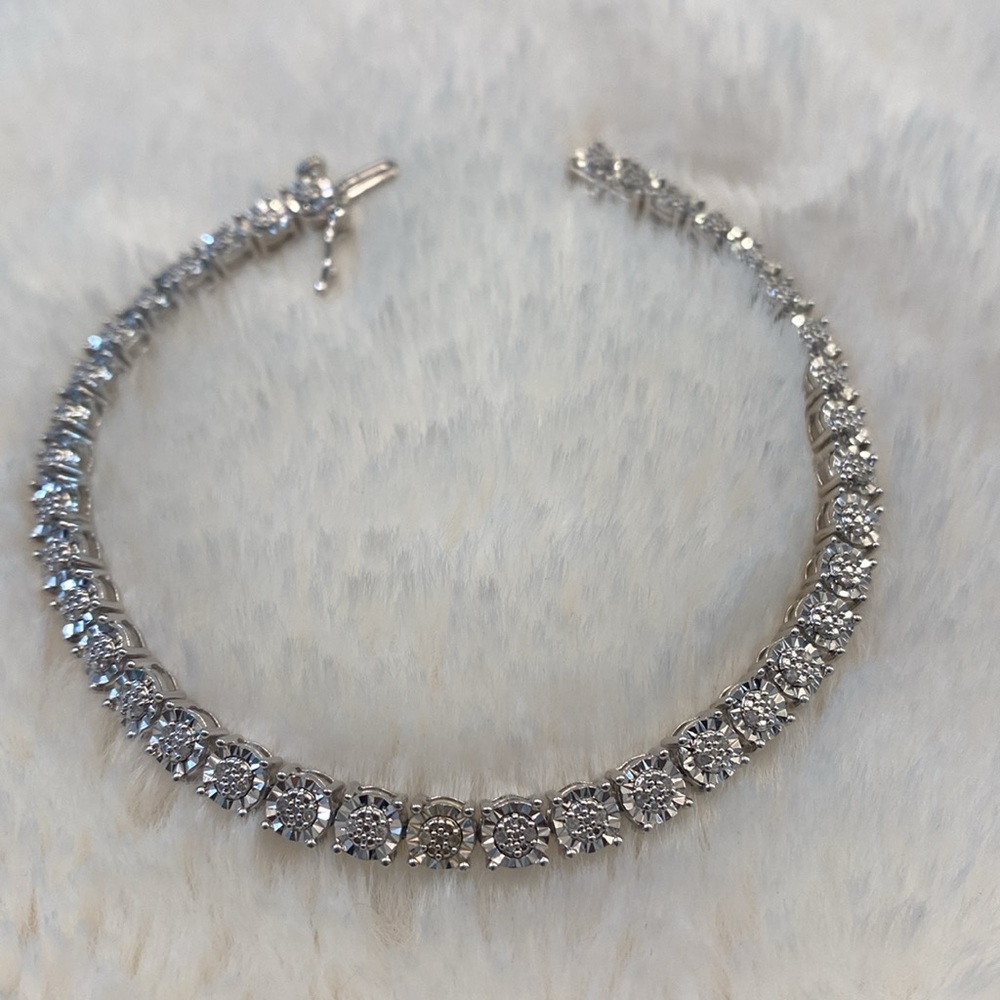 Diamond Cluster Tennis Bracelet - Picture 5 of 5